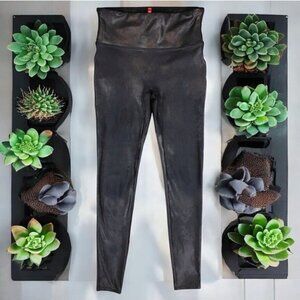 Spanx‎ Faux Black Leather Coated Leggings Comfort Stretch Women’s Size S